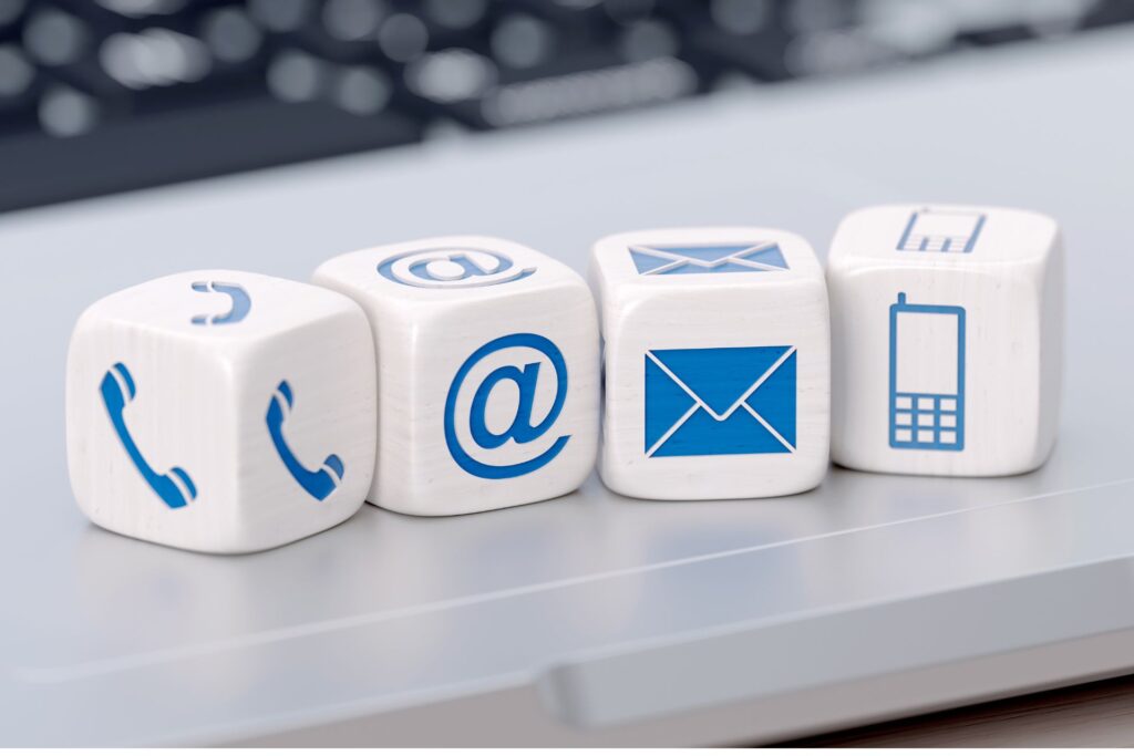 contact us symbols of phone, email